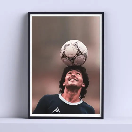 Cuadro Maradona Foto Iconica Deco 30x40cm Listo P Colgar Color Negro Armazón Negro
