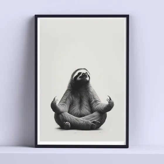 Cuadro Minimalista Koala Meditando 30x40cm Listo P Colgar Negro