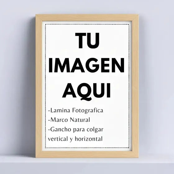 Cuadro Personalizado -tu Imagen Enmarcada- Vidrio 20x30cm Negro
