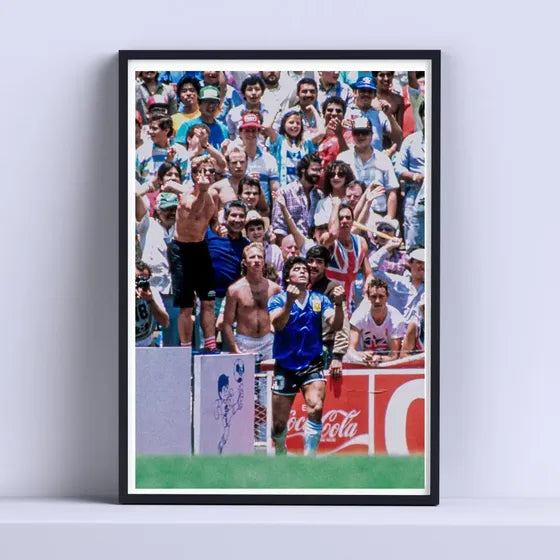 Cuadro Maradona Festejando Decorativo 30x40cm Con Vidrio Color Negro Armazón Negro
